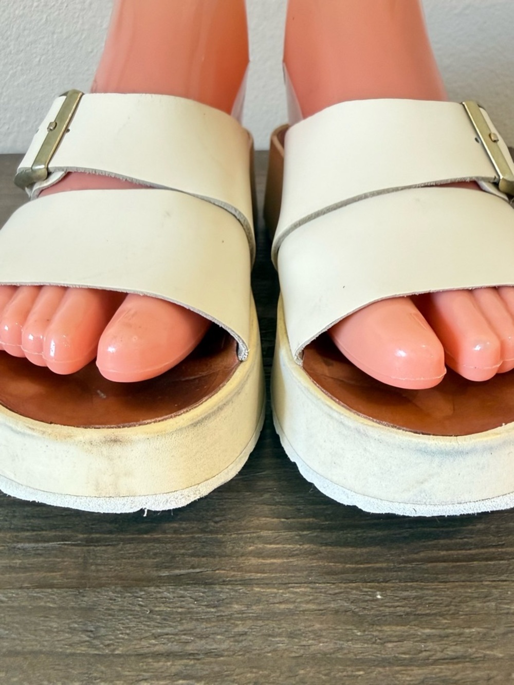 Papillio by Birkenstock Platform Sandals Neutral Cream Statement Minimal Size 37 - Picture 6 of 16